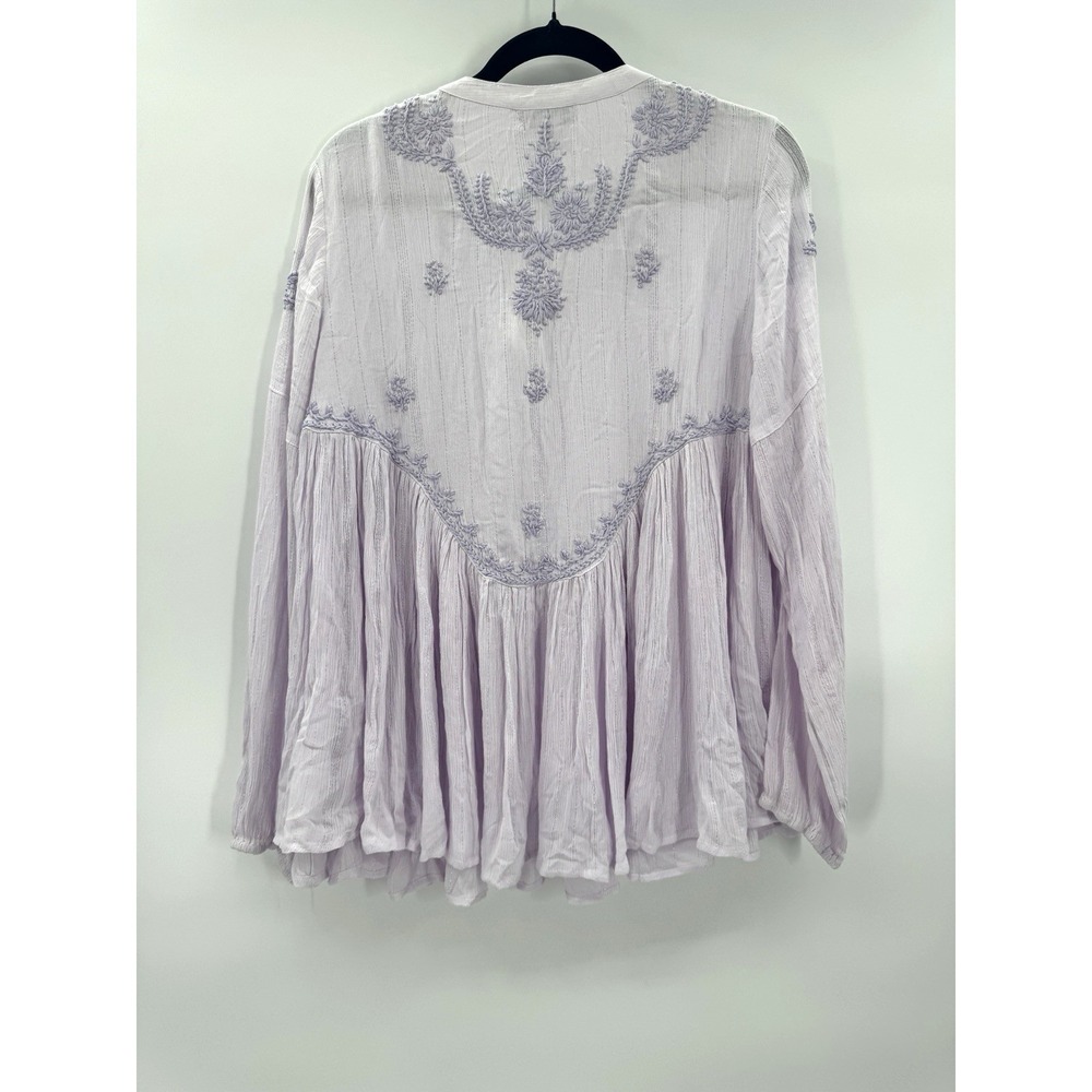 Rachel Zoe Boho Flare Embroidered Long Sleeve Top Large Lavender Peasant Fairy - Picture 6 of 13